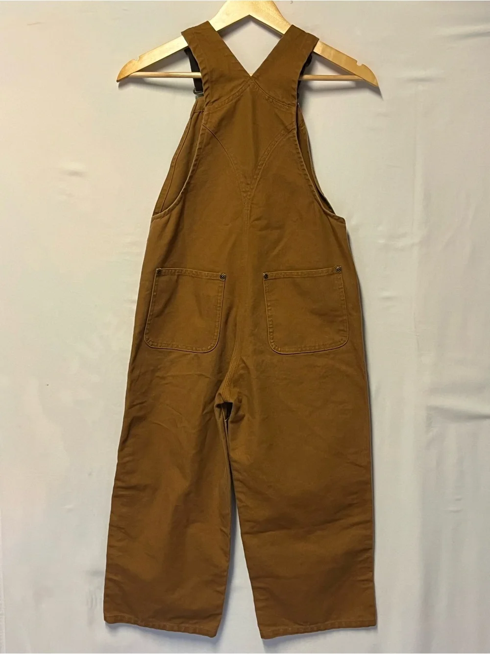 Carhartt Kids Brown Canvas Duck Bib Overalls 8 Double Knee Workwear Hunting NWOT